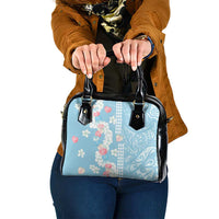 Blue Hawaii Anthurium Plumeria Lei Shoulder Handbag