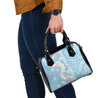 Blue Hawaii Anthurium Plumeria Lei Shoulder Handbag