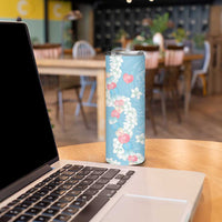 Blue Hawaii Anthurium Plumeria Lei Skinny Tumbler