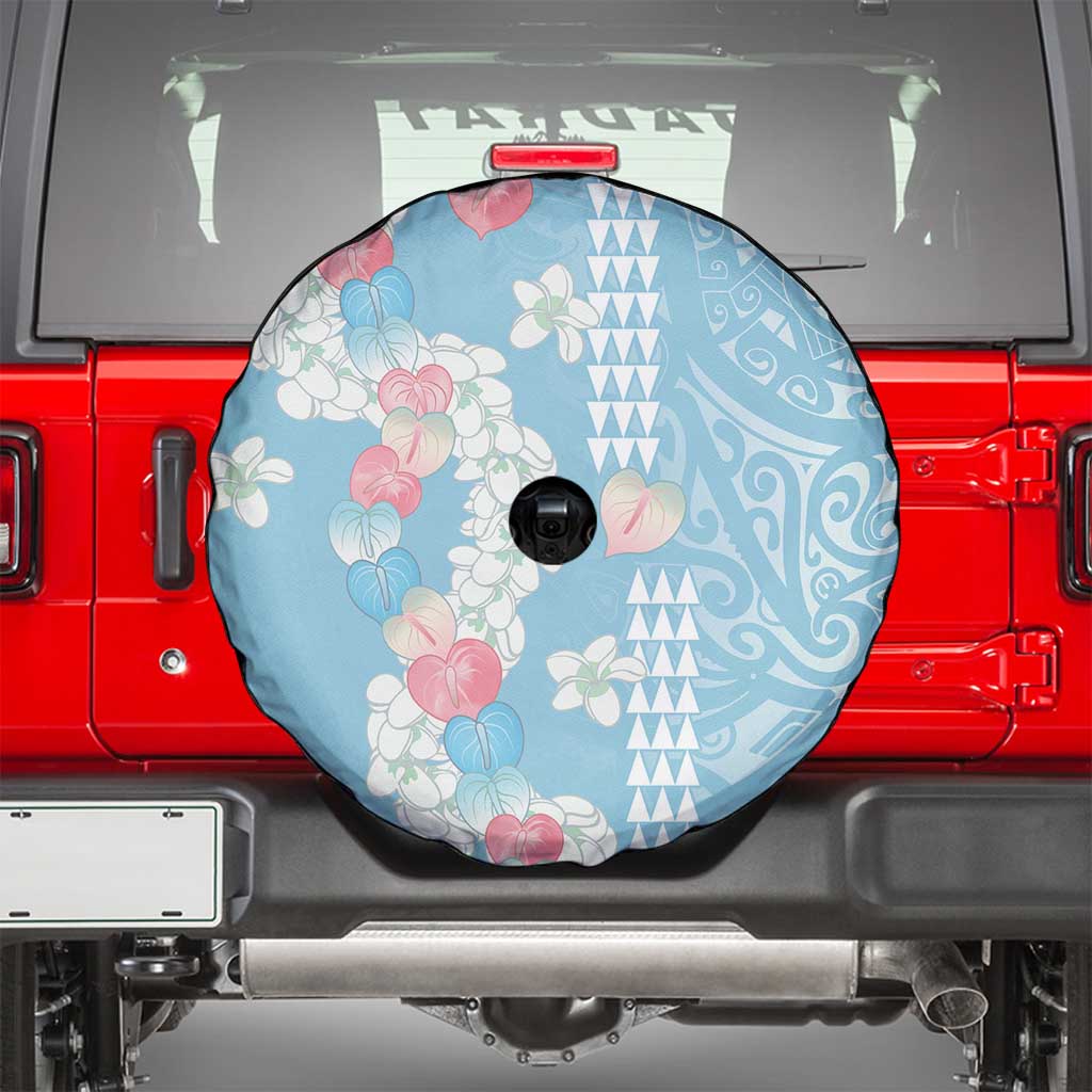 Blue Hawaii Anthurium Plumeria Lei Spare Tire Cover