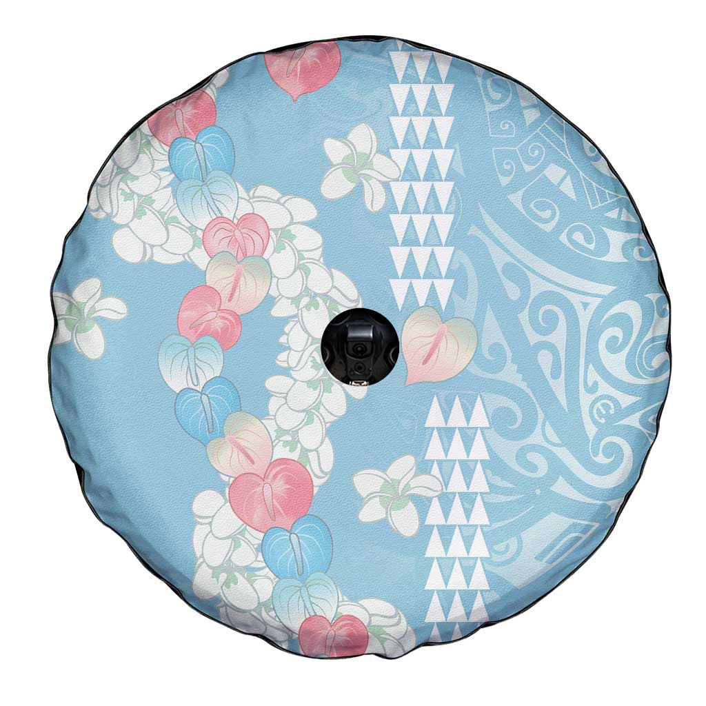 Blue Hawaii Anthurium Plumeria Lei Spare Tire Cover