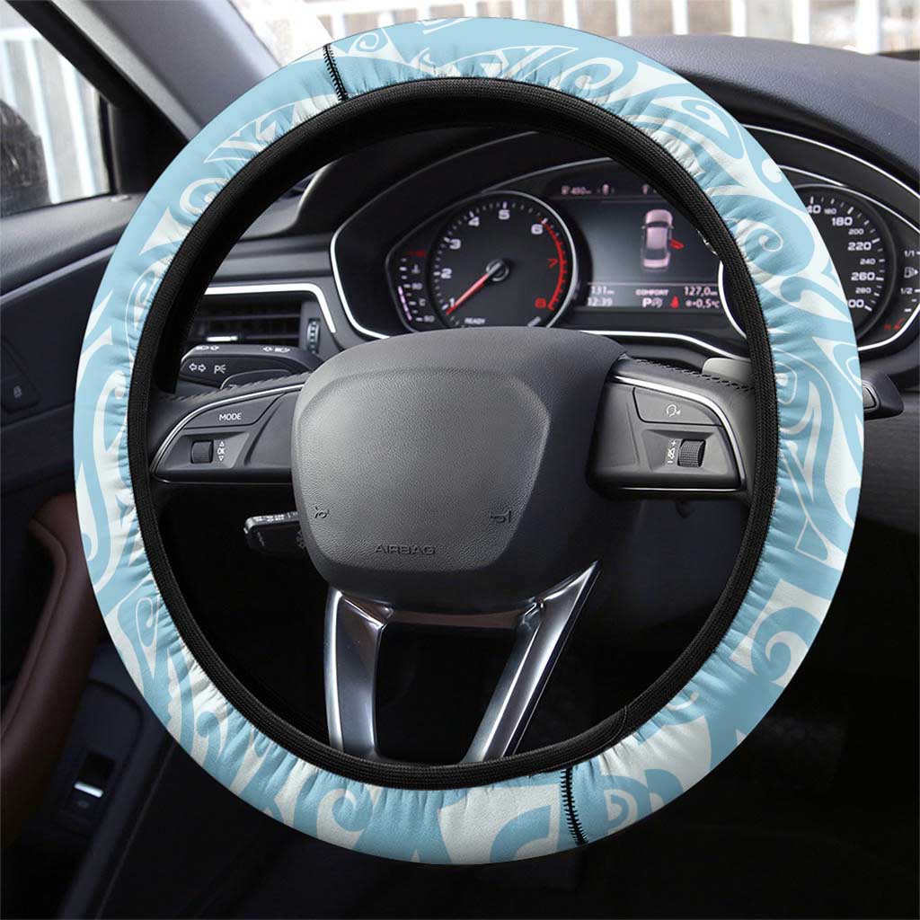 Blue Hawaii Anthurium Plumeria Lei Steering Wheel Cover