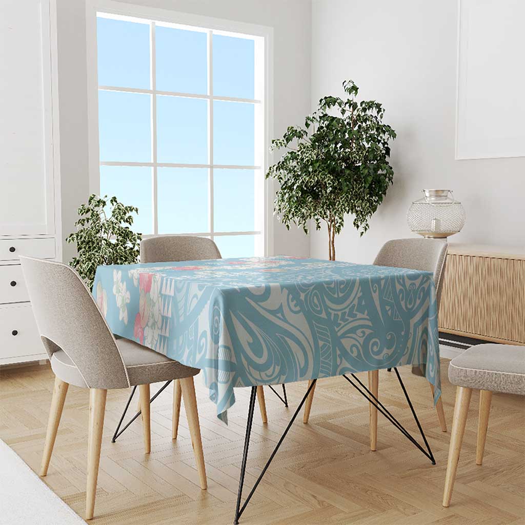 Blue Hawaii Anthurium Plumeria Lei Tablecloth