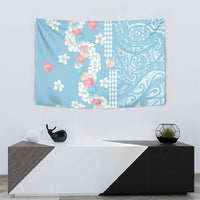 Blue Hawaii Anthurium Plumeria Lei Tapestry
