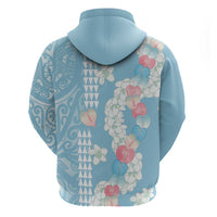 Blue Hawaii Anthurium Plumeria Lei Zip Hoodie