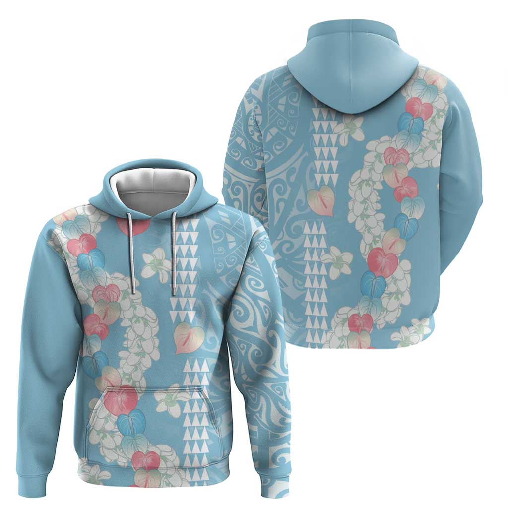 Blue Hawaii Anthurium Plumeria Lei Zip Hoodie