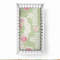 Leaf Green Hawaii Anthurium Plumeria Lei Baby Bed Cover LT9 28 × 52 in Blue - Polynesian Pride