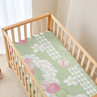 Leaf Green Hawaii Anthurium Plumeria Lei Baby Bed Cover LT9 - Polynesian Pride