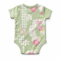 Leaf Green Hawaii Anthurium Plumeria Lei Baby Onesie LT9 - Polynesian Pride