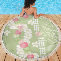 Leaf Green Hawaii Anthurium Plumeria Lei Beach Blanket