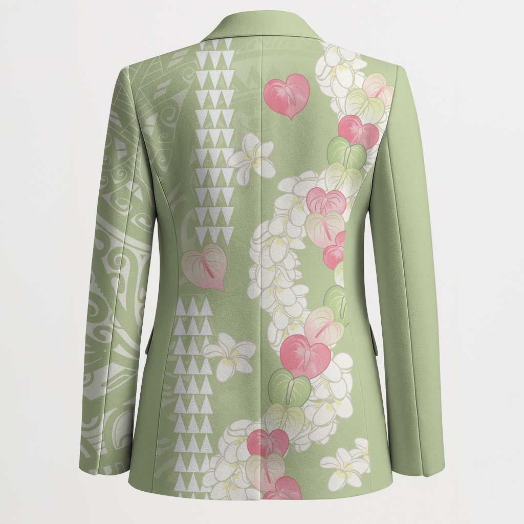 Leaf Green Hawaii Anthurium Plumeria Lei Blazer