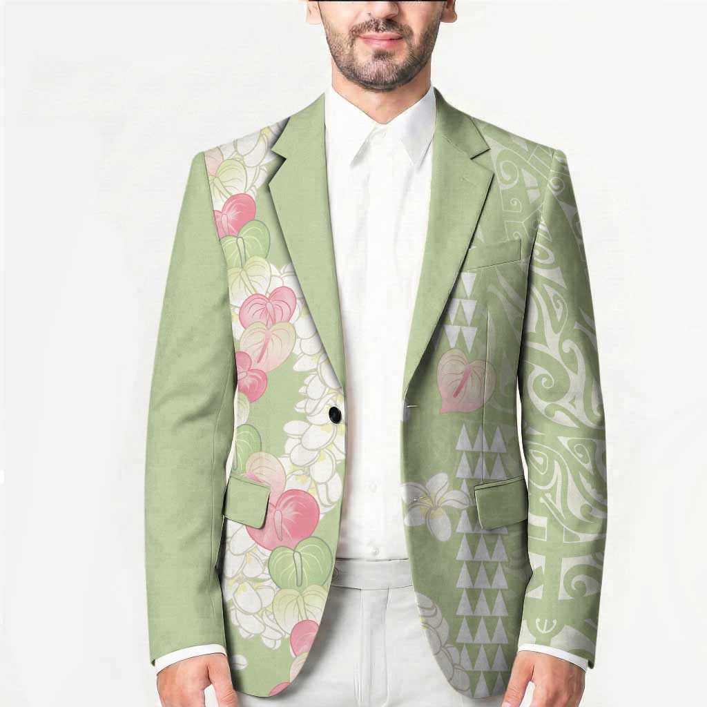 Leaf Green Hawaii Anthurium Plumeria Lei Blazer