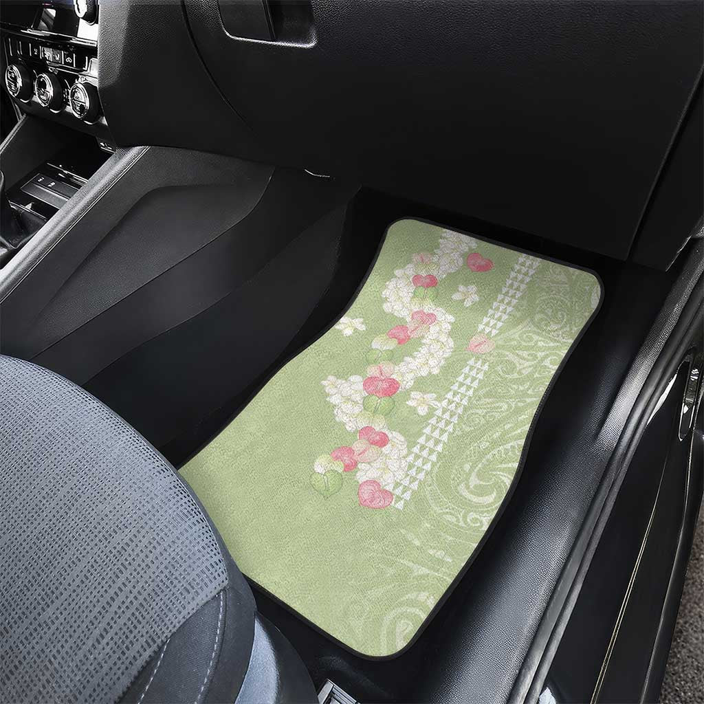 Leaf Green Hawaii Anthurium Plumeria Lei Car Mats