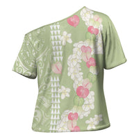 Leaf Green Hawaii Anthurium Plumeria Lei Cross Shoulder Shirt
