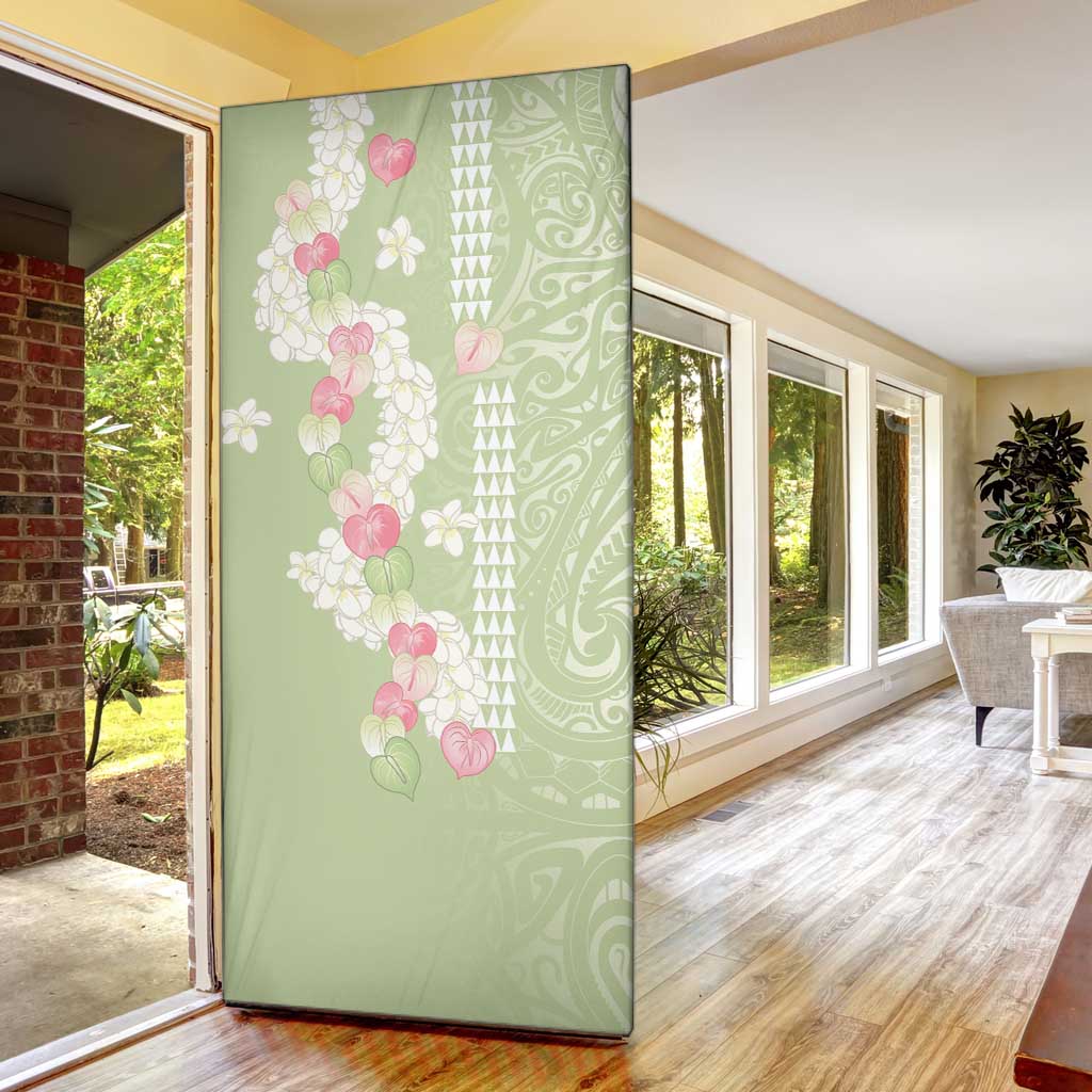 Leaf Green Hawaii Anthurium Plumeria Lei Door Cover