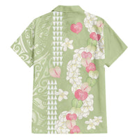 Leaf Green Hawaii Anthurium Plumeria Lei Family Matching Mermaid Dress and Hawaiian Shirt LT9 - Polynesian Pride