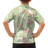 Leaf Green Hawaii Anthurium Plumeria Lei Family Matching Puletasi and Hawaiian Shirt LT9 - Polynesian Pride