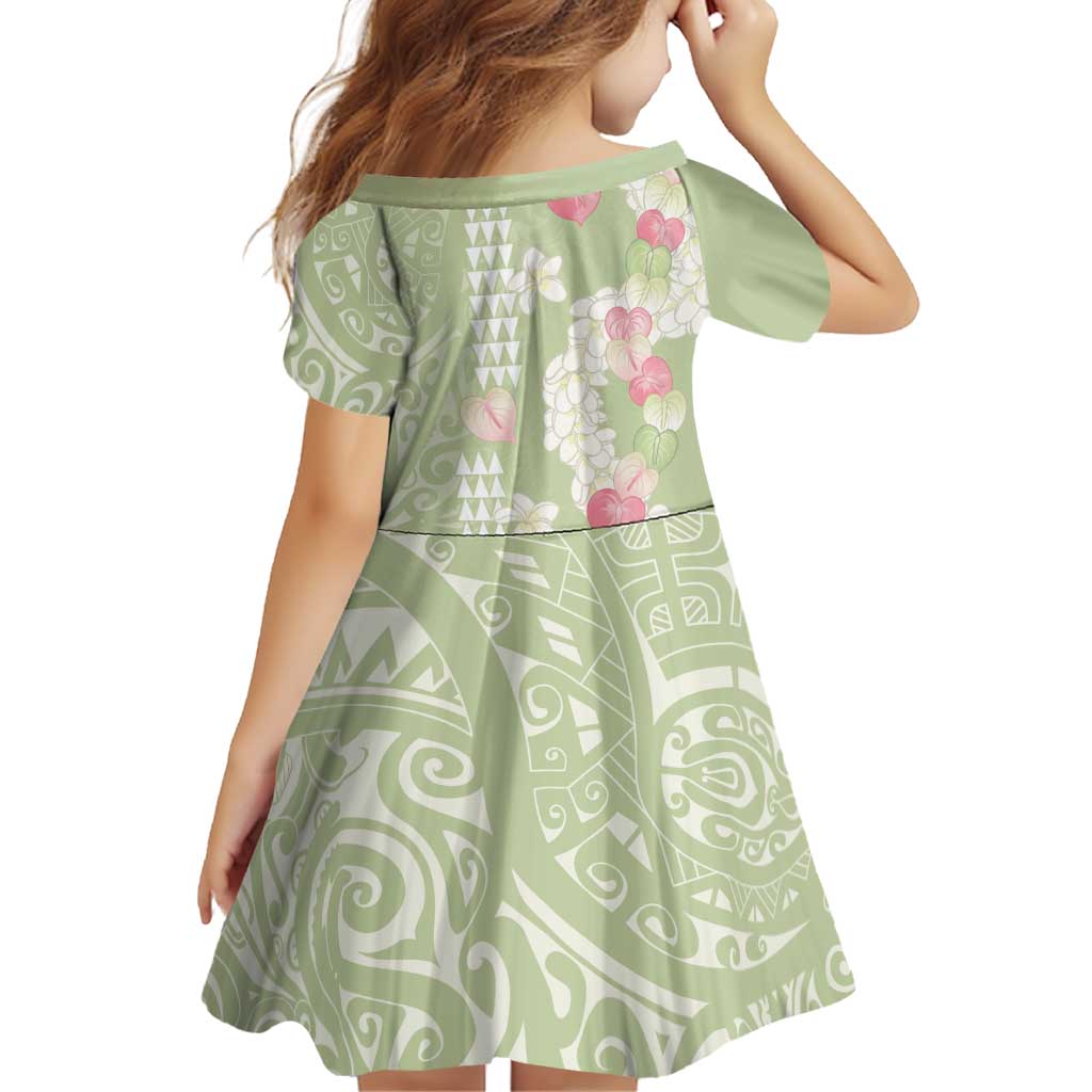 Leaf Green Hawaii Anthurium Plumeria Lei Family Matching Puletasi and Hawaiian Shirt LT9 - Polynesian Pride