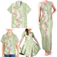 Leaf Green Hawaii Anthurium Plumeria Lei Family Matching Tank Maxi Dress and Hawaiian Shirt LT9 - Polynesian Pride