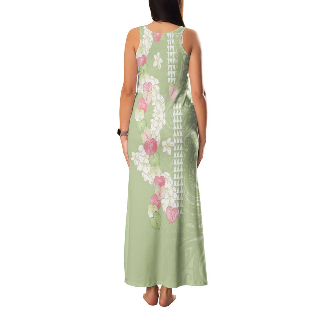 Leaf Green Hawaii Anthurium Plumeria Lei Family Matching Tank Maxi Dress and Hawaiian Shirt LT9 - Polynesian Pride
