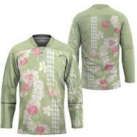 Leaf Green Hawaii Anthurium Plumeria Lei Hockey Jersey