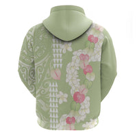 Leaf Green Hawaii Anthurium Plumeria Lei Hoodie