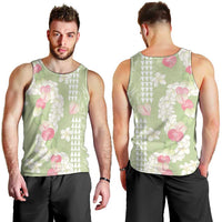 Leaf Green Hawaii Anthurium Plumeria Lei Men Tank Top