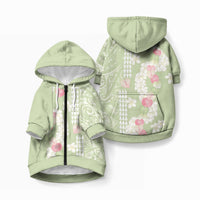 Leaf Green Hawaii Anthurium Plumeria Lei Pet Hoodie LT9 Zip-up Blue - Polynesian Pride