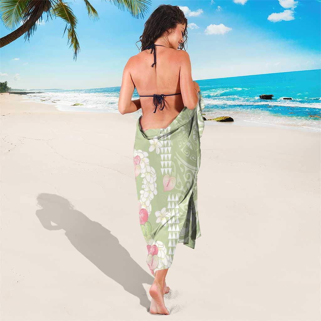 Leaf Green Hawaii Anthurium Plumeria Lei Sarong