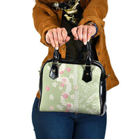 Leaf Green Hawaii Anthurium Plumeria Lei Shoulder Handbag