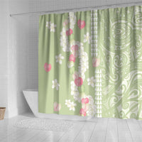 Leaf Green Hawaii Anthurium Plumeria Lei Shower Curtain