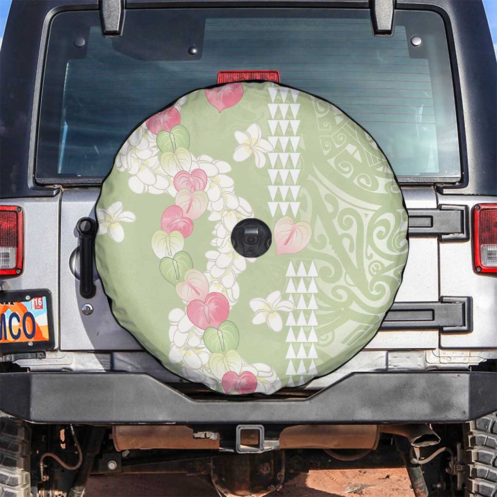 Leaf Green Hawaii Anthurium Plumeria Lei Spare Tire Cover