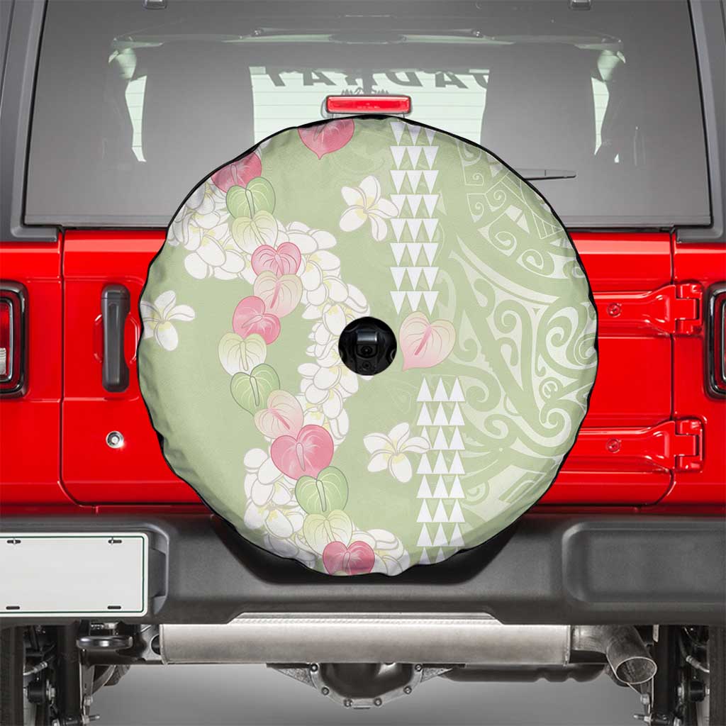 Leaf Green Hawaii Anthurium Plumeria Lei Spare Tire Cover
