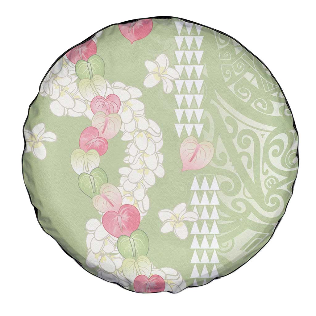 Leaf Green Hawaii Anthurium Plumeria Lei Spare Tire Cover