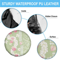 Leaf Green Hawaii Anthurium Plumeria Lei Spare Tire Cover