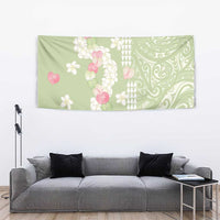 Leaf Green Hawaii Anthurium Plumeria Lei Tapestry