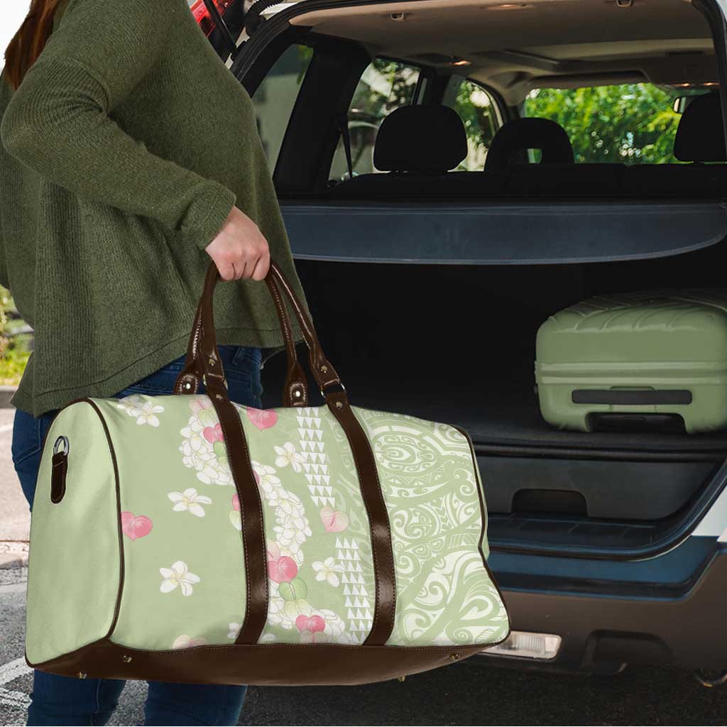 Leaf Green Hawaii Anthurium Plumeria Lei Travel Bag