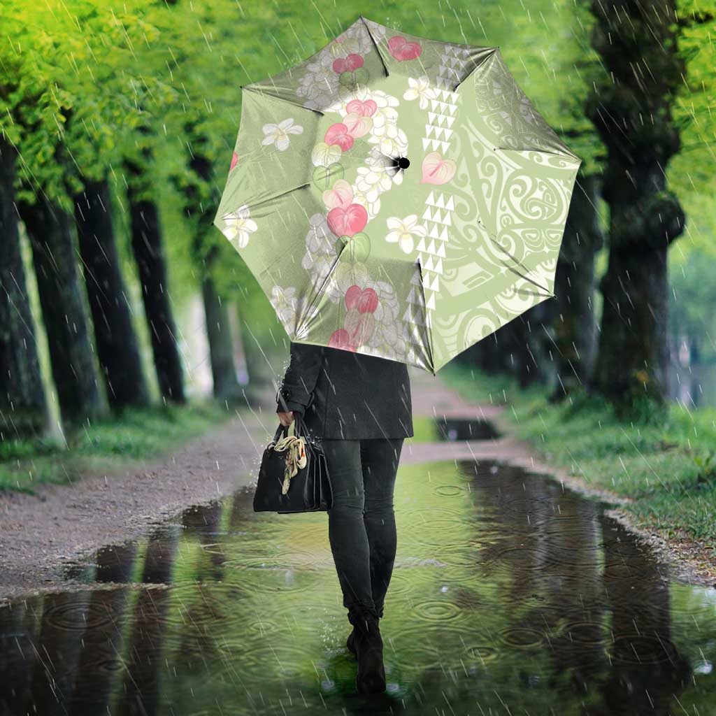 Leaf Green Hawaii Anthurium Plumeria Lei Umbrella
