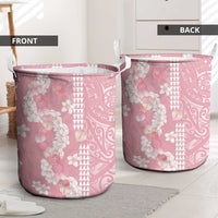 Soft Pink Hawaii Anthurium Plumeria Lei Laundry Basket