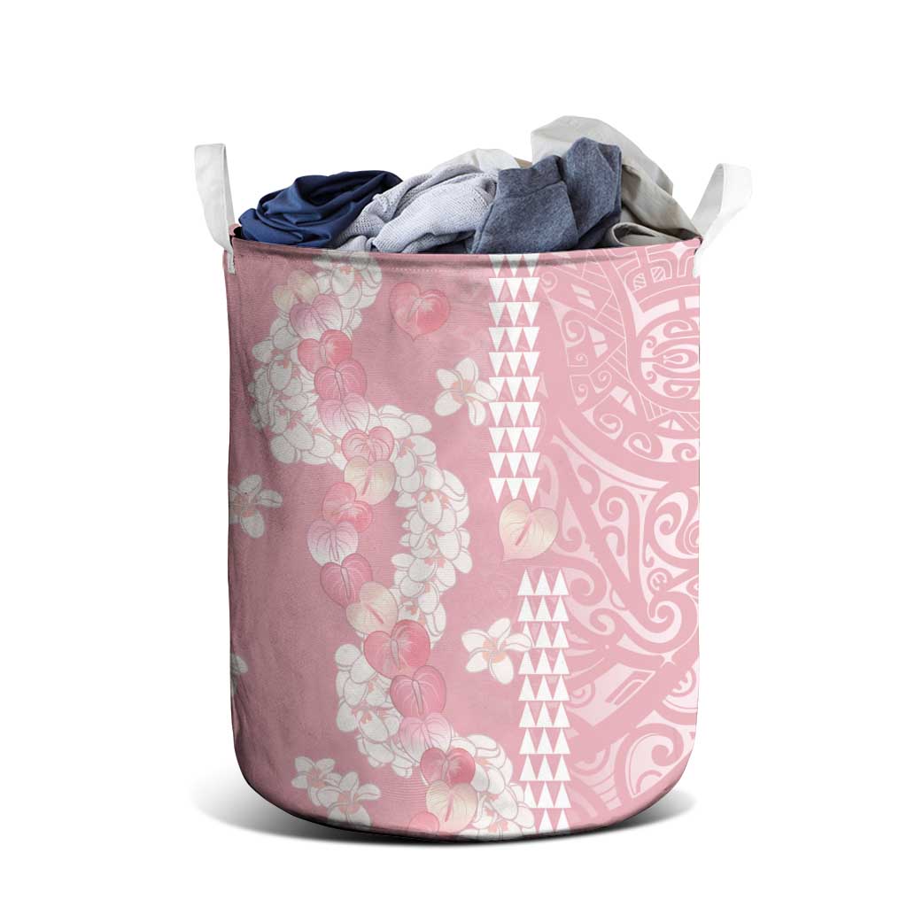 Soft Pink Hawaii Anthurium Plumeria Lei Laundry Basket