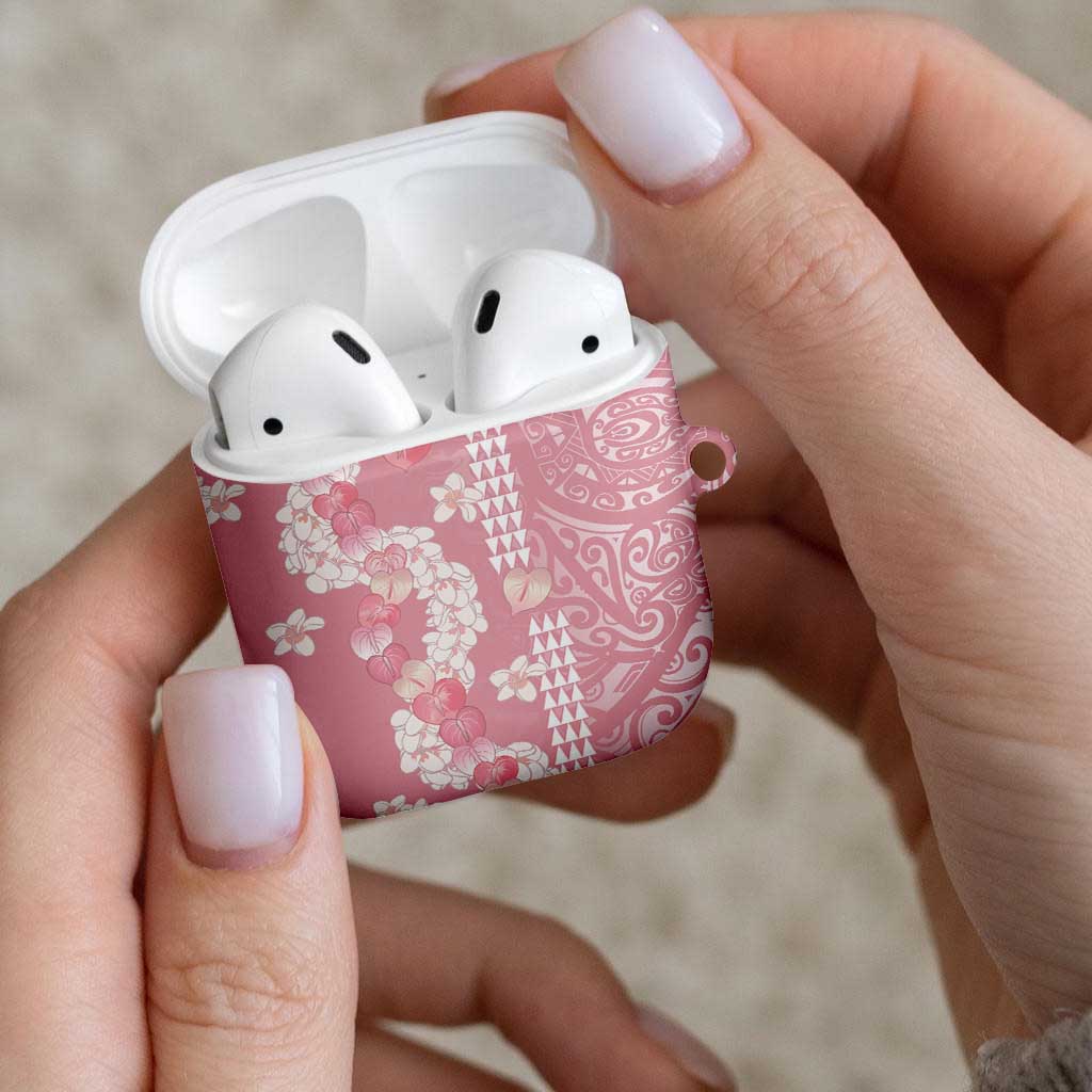 Soft Pink Hawaii Anthurium Plumeria Lei AirPods Case