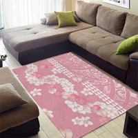 Soft Pink Hawaii Anthurium Plumeria Lei Area Rug