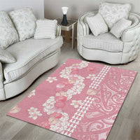 Soft Pink Hawaii Anthurium Plumeria Lei Area Rug