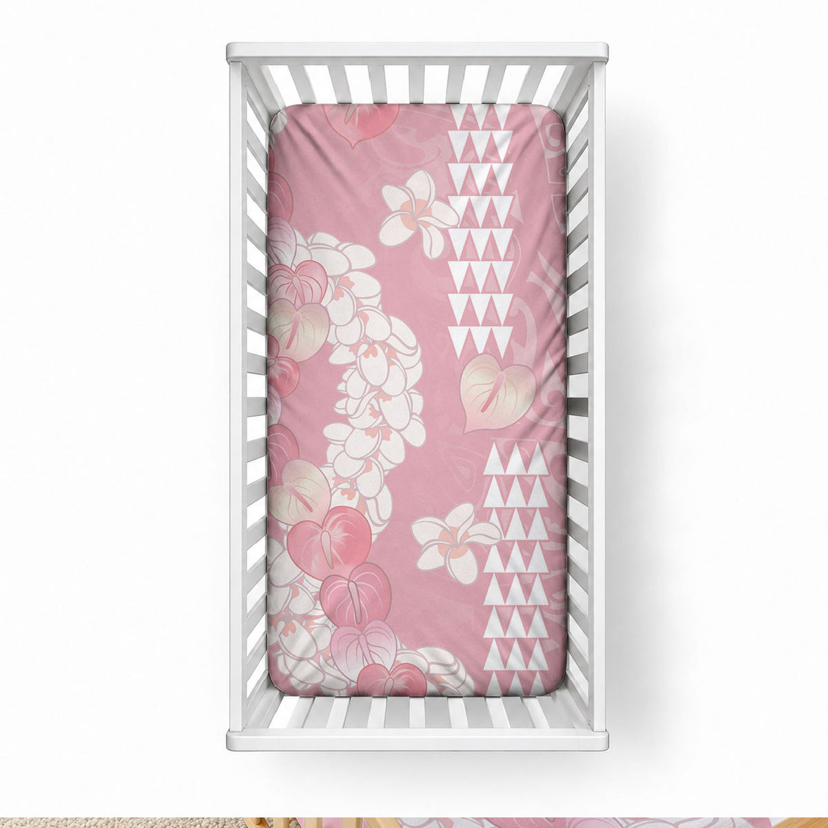Soft Pink Hawaii Anthurium Plumeria Lei Baby Bed Cover LT9 28 × 52 in Blue - Polynesian Pride
