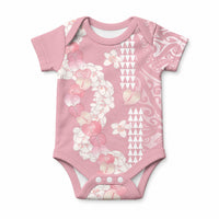 Soft Pink Hawaii Anthurium Plumeria Lei Baby Onesie LT9 Blue - Polynesian Pride