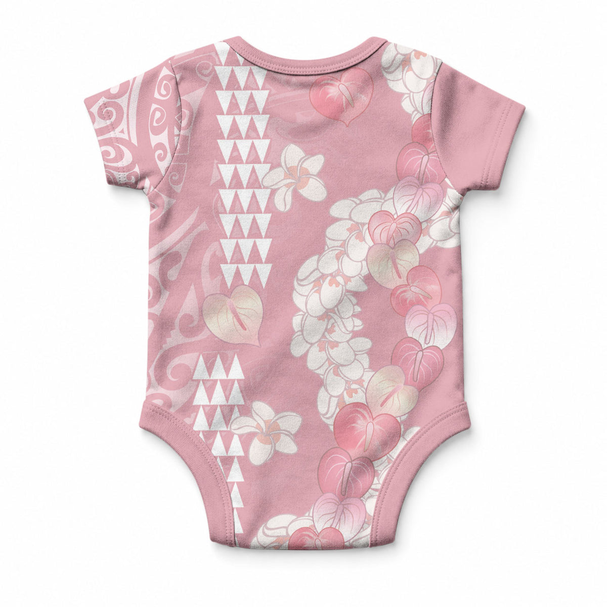 Soft Pink Hawaii Anthurium Plumeria Lei Baby Onesie LT9 - Polynesian Pride
