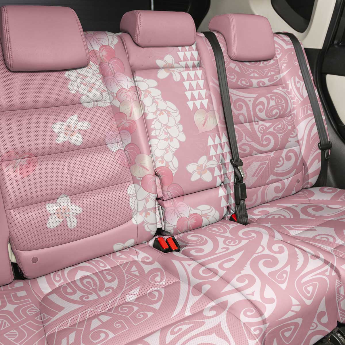 Soft Pink Hawaii Anthurium Plumeria Lei Back Car Seat Cover