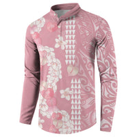 Soft Pink Hawaii Anthurium Plumeria Lei Button Sweatshirt