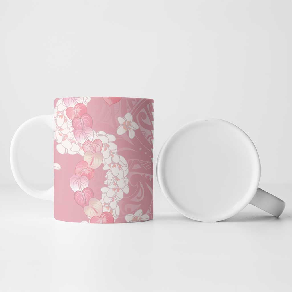 Soft Pink Hawaii Anthurium Plumeria Lei Ceramic Mug
