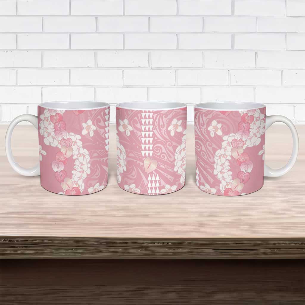 Soft Pink Hawaii Anthurium Plumeria Lei Ceramic Mug